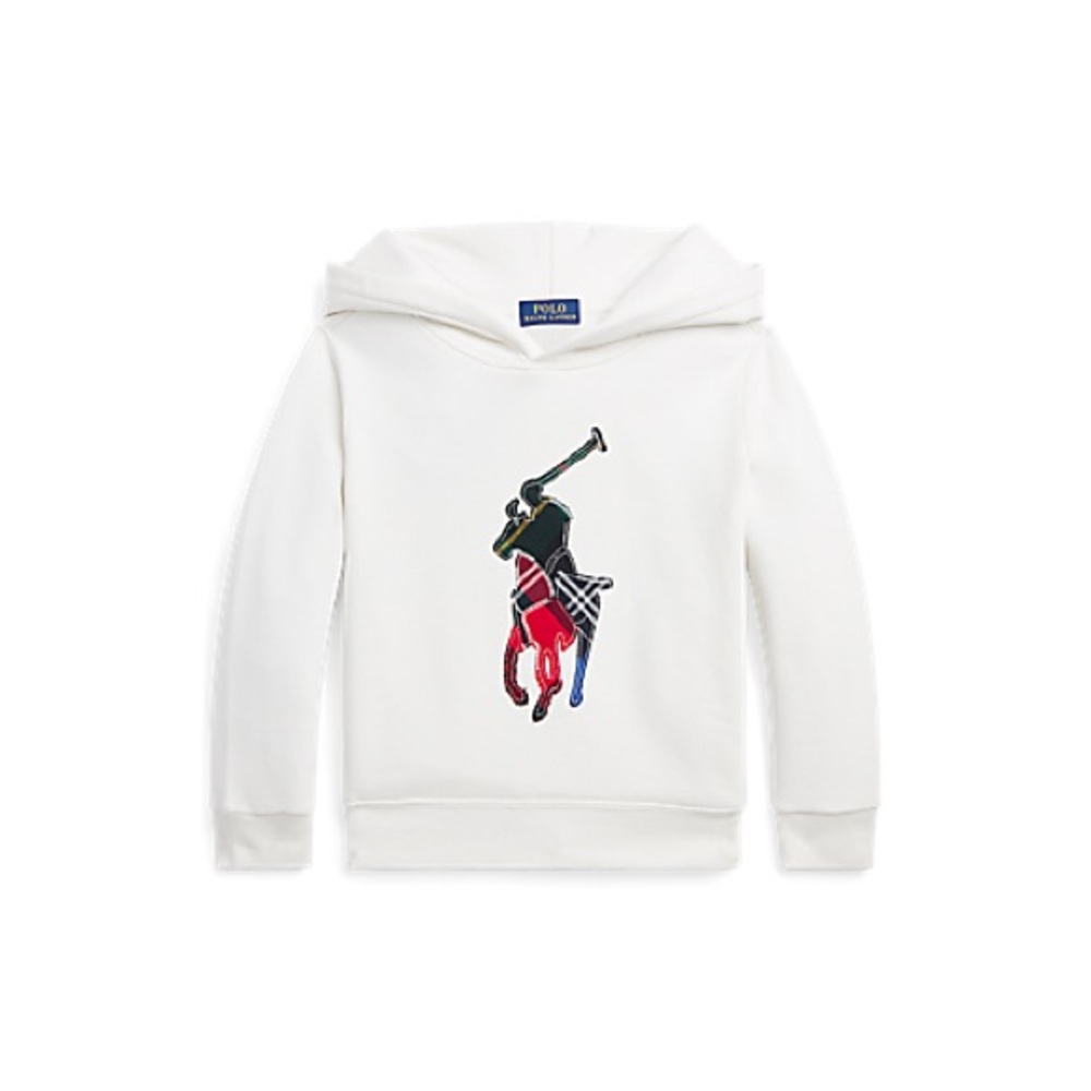 Polo Ralph Lauren Plaid Big Pony Fleece Hoodie size 6 White